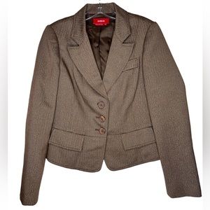 Dorothee Bis vintage brown gold tweed blazer jacket coat - size 12